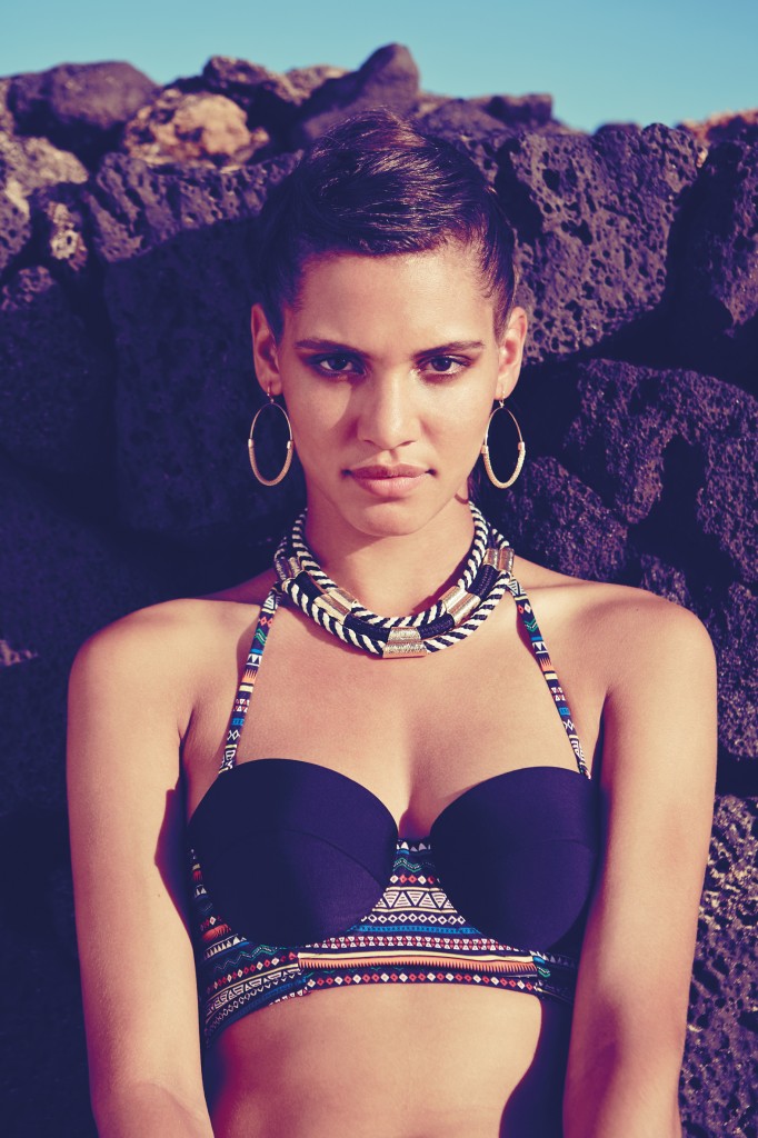 Longline Bikini Top €7 , Mono Pipe Necklace € 5, Earrings €3 In Stores from February