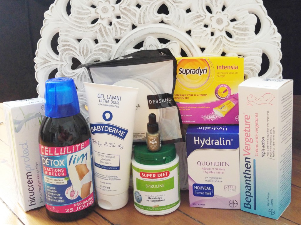 Be trousse, parapharmacie, produits de parapharmacie  avis, test, haul, unboxing, DESSANGE PARIS - Eponges fond de teint, HIRUCREMPROTECT - Soin complet jambes lourdes, LABORATOIRE Les 3 Chênes - Detoxslim Cellulite, BEPANTHEN - Crème anti-vergetures , compléments alimentaires, HYDRALIN - Gel lavant intime,  SUPRADYN- Intensia stick, tonus femme, vitamines femme, SUPERDIET - Spiruline , spiruline pas cher,BABYDERME - Gel lavant, cosmenail vernis à ongle, blog beauté, blogueuse beauté