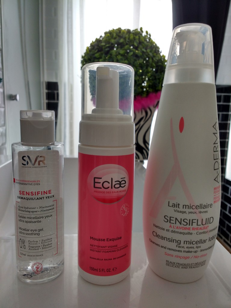 mousse exquise eclaé, lait micellaire sensifluid aderma, gelée micellaire sensifine svr, démaquillage, routine démaquillage, routine soin visage, produits beauté, produits de soin, produits parapharmacie, test, avis, revue, review, haul, test produit, beauté test, blog beauté, blogueuse beauté paris 