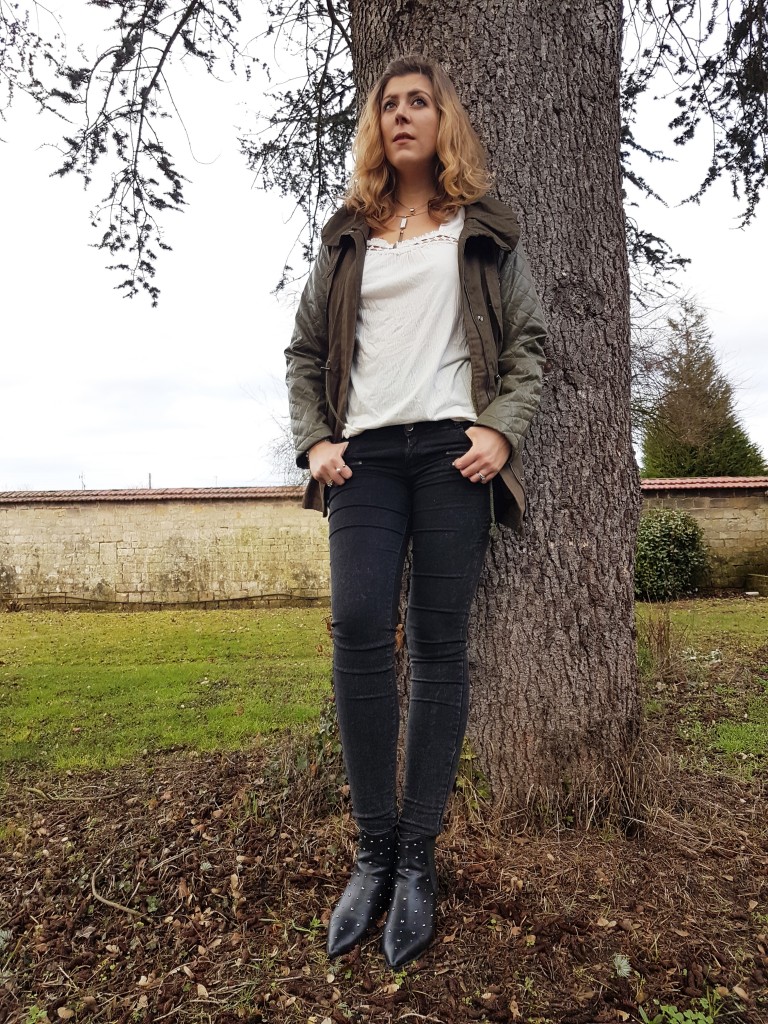 Look, ootd, tenue du jour, lookbook, tendance, trenbook, blog mode, blogueuse mode, parka kaki, tenue printemps, look mi saison, youtubeuse