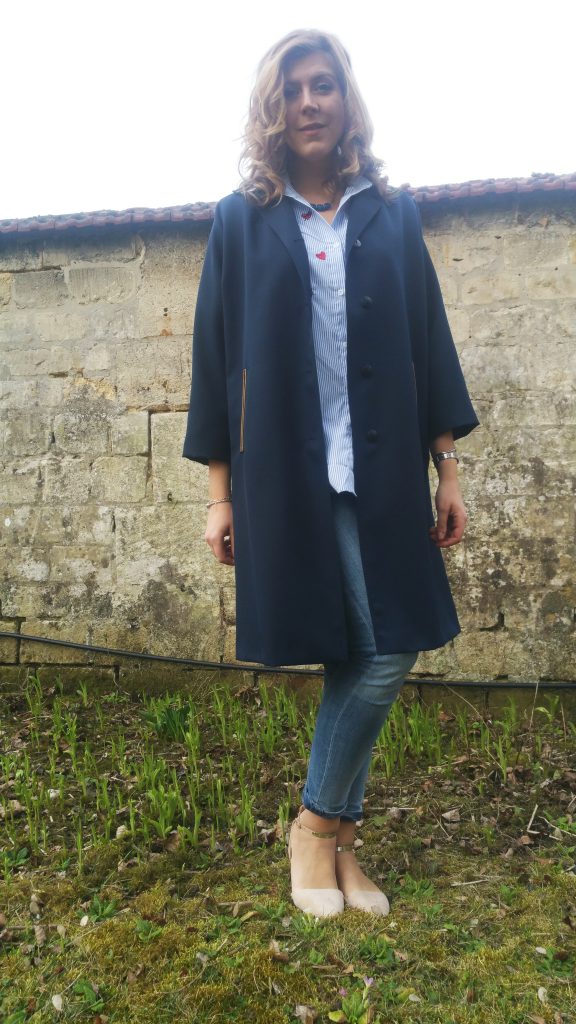 chemise écusson, chemise patch, chemise diy, veste vintage, veste droite, emmaus, babou, jean blech, jean clair, jean taille haute, slim bershka, ballerine nude, sandales nude, look marin, look bleu, ootd, tenue du jour, look du jour, ootn, sappelle, bijou africain, bijou ethnique, blog mode, blogueuse mode