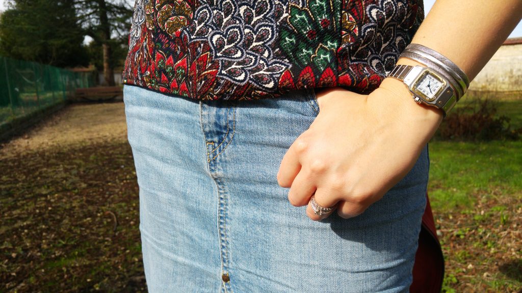 look femme, ootd, ootn, top peplum, cuir bordeaux, perfecto rouge, american retro, levi's, vintage, jupe fendue devant, boots cut out, babou, wax, look tendance, look printemps, blog mode, blogueuse mode