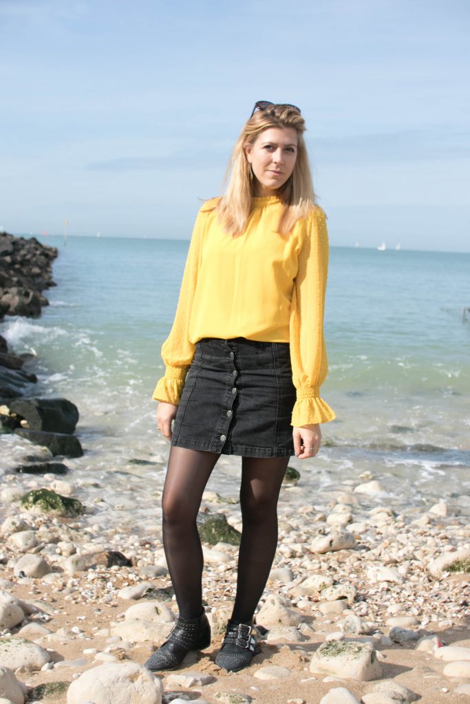 La rochelle, ootd, ootn, tenue du jour, look, blogeuuse mode, blog mode, primark, stradivarius, office, vintage, zerouv, blouse boheme, blouse plumetis, jupe seventies, jupe jean boutonnée, look à la mer, journée plage, voyage de presse, voyage blogueur 